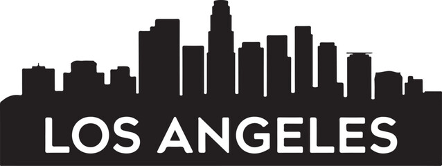 Fototapeta premium Black and White Los Angeles Skyline Silhouette with Iconic Buildings