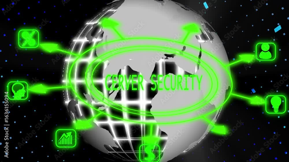 Poster cyber security data protection business , new business concept tee attached around the map icons ass