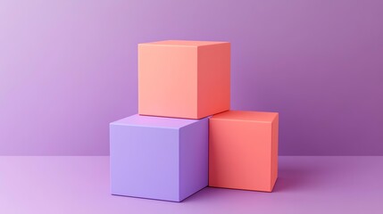 Obraz premium Dynamic Cubes in Warm Coral and Soft Lavender