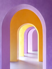 Fototapeta premium Rotating Arches in Soft Lavender and Bright Yellow