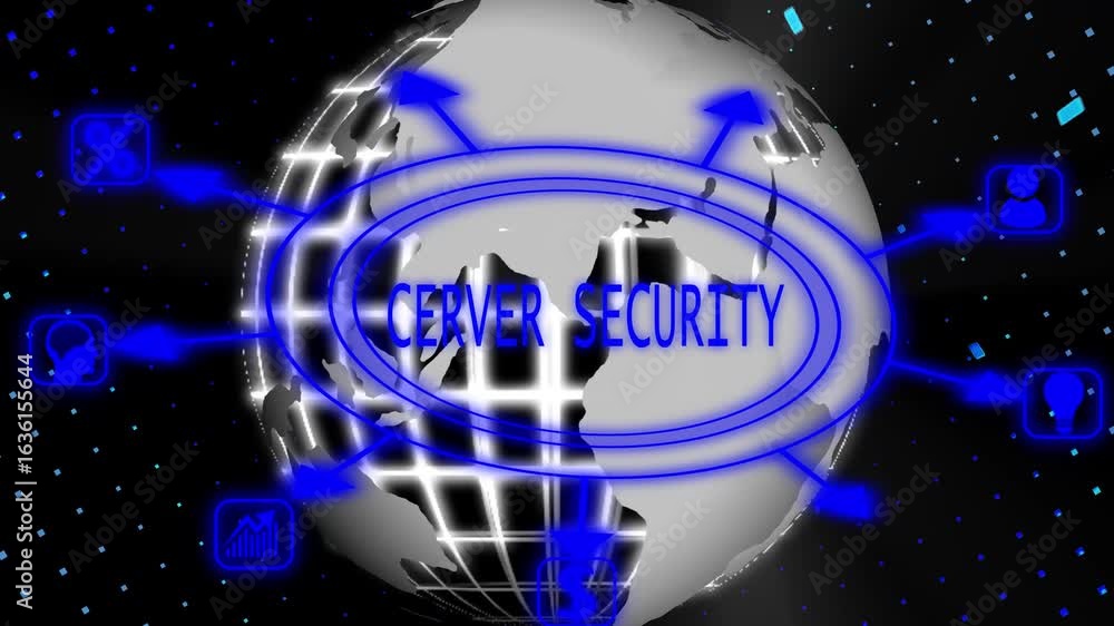 Poster cyber security data protection business , new business concept tee attached around the map icons ass