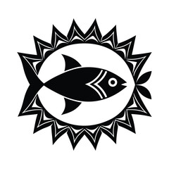 Abstract Fish Motif Border in Talavera Colors