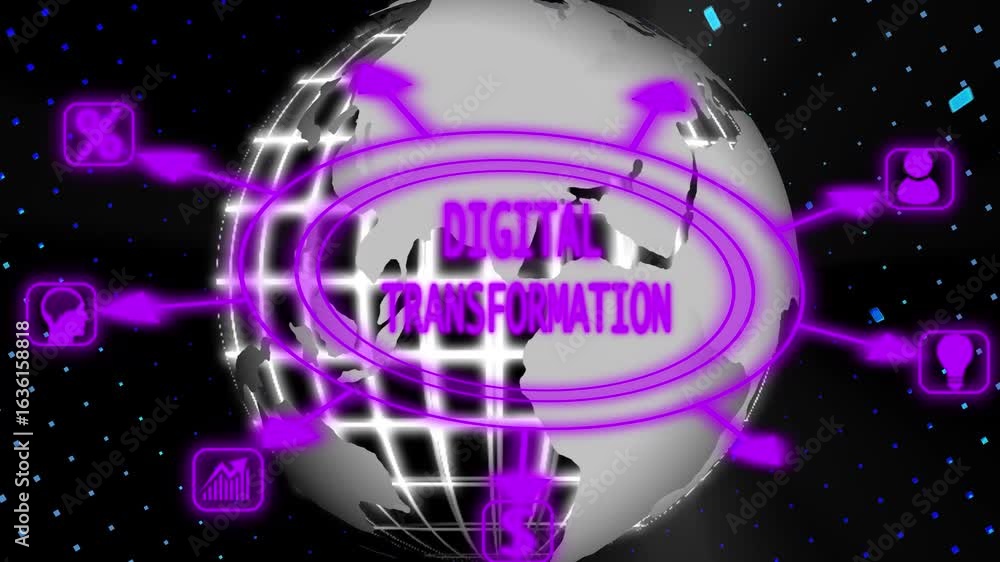 Poster processes and modern digital transformation new business concept tee icon attached concept map all r