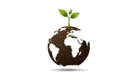 World Soil Day A green sprout growing from a soil-textured Earth globe, symbolizing environmental care, sustainability, and a new beginning.