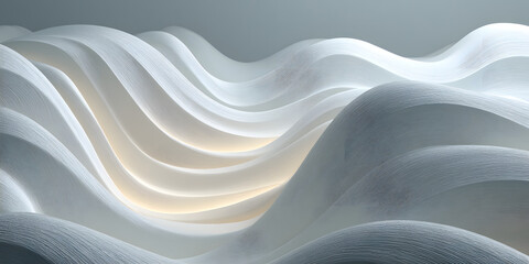 Row of white soft curves, waves or dunes geometrical background wallpaper banner, flat lay top view