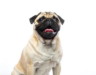 Obraz premium Pug, happy, sitting, portrait