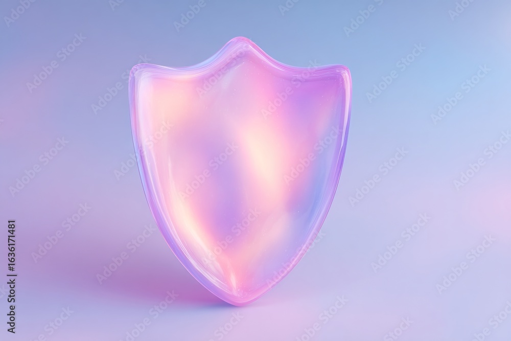 Aufkleber beautiful translucent shield with a gradient effect against a soft pastel background
