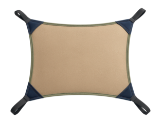 Mesh sunshade with reinforced corners and tie-down straps for playgrounds