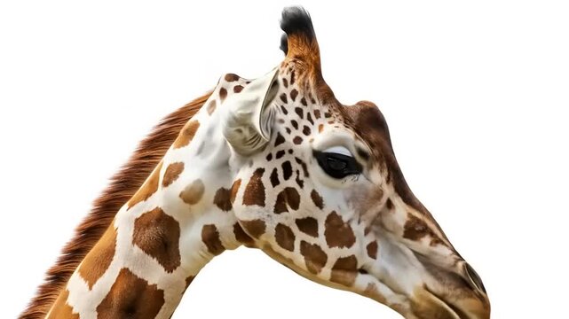 Giraffe portrait with isolated white.