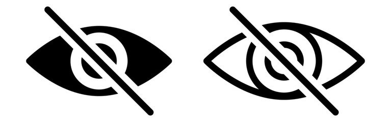 Vector illustration of Hide Eye icon set isolated on transparent background