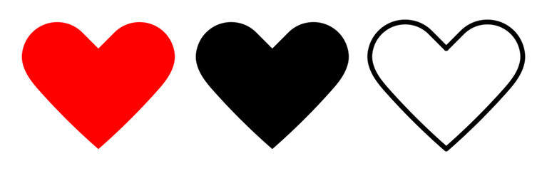 Vector illustration of Hearts icon set isolated on transparent background