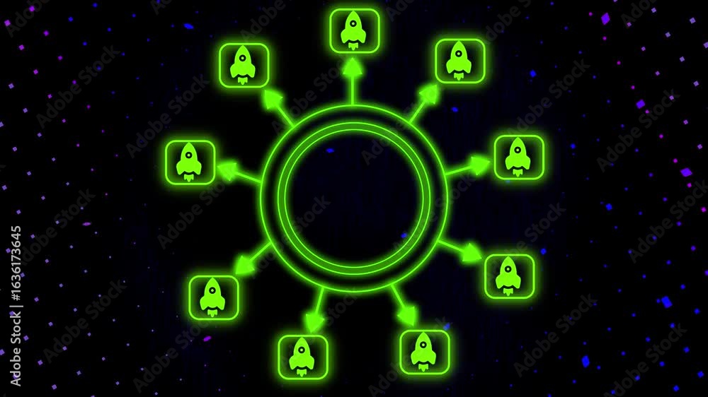 Poster network connection and data connections concept. black background. futuristic communications, glowin