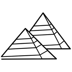 Two stylized pyramids with horizontal lines on a white background egypt ancient