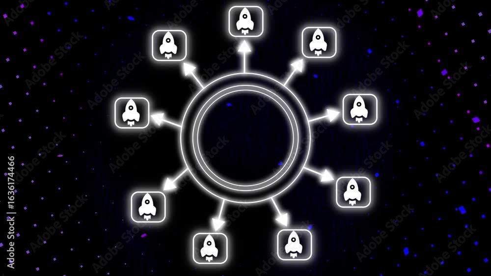 Poster network connection and data connections concept. black background. futuristic communications, glowin