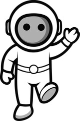 Friendly cartoon astronaut waving hello