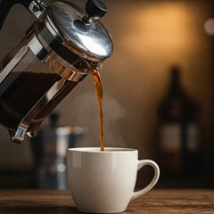 Cafetera francesa sirviendo un café