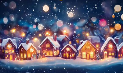 Obraz premium Christmas and New Year background with festive decorations, snowflakes, and holiday-themed elements. Ideal for greeting cards, invitations, and seasonal designs.