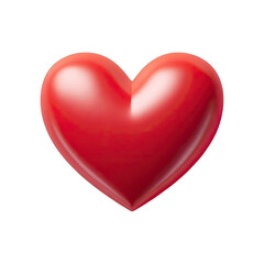 A vibrant, glossy red heart, digitally rendered.  It appears three-dimensional, with a smooth, rounded surface