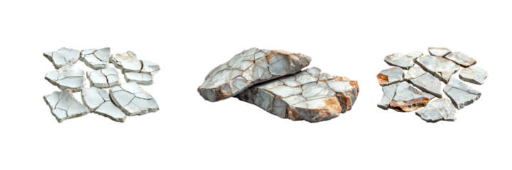 Cracked Stone Textures. Geological Patterns And Natural Surface Details Isolated On Transparent Background