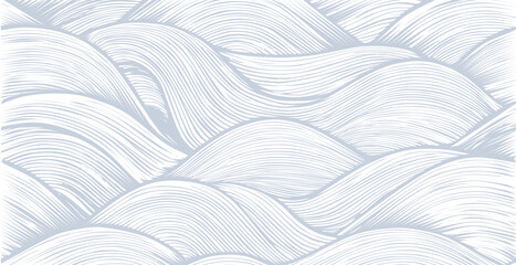 Obraz premium hand drawn abstract pattern print, ocean waves, simple modern design wallpaper.