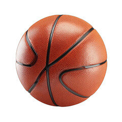 Close-up of a basketball.  Round, orange ball with black seams.  Realistic texture
