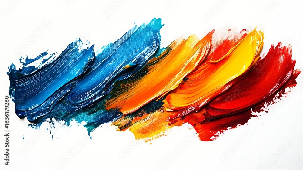 Poster artistic strokes of color: a vibrant composition of bold brushstrokes in a spectrum of rich colors, 