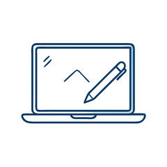 Laptop screen displaying digital drawing with stylus pen  ,for designers and artists, ideal for creative workshops and online courses