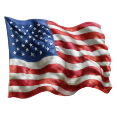 Obraz premium American flag waving isolated on transparent background, symbol of freedom and democracy