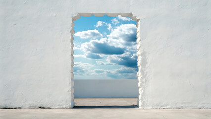 blue sky and white wall