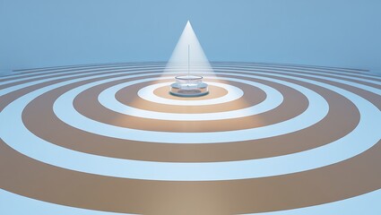 Fototapeta premium Serene Minimalist Zen Garden: Illuminated Moss Terrarium, Wooden Wall, Modern Interior Design.