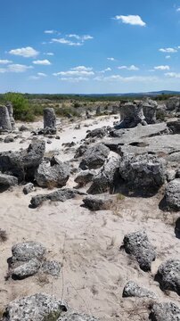 Summer view of rock formation Pobiti Kamani (Upright Stones), Varna region, Bulgaria