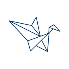 Abstract line art origami crane in minimalist design style,for creative projects  