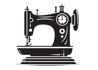 sewing machine logo silhouette vector, sewing machine silhouette vector illustration, vintage sewing machine silhouettes design, tailor sewing machine logo vector silhouette on white background