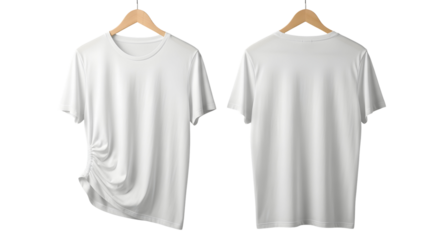 White tee with gray side panels and draped back view