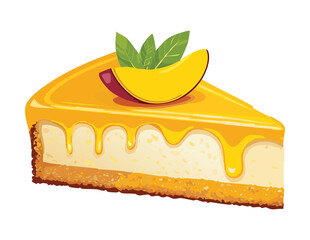 Delicious Slice of Mango Cheesecake - Vector Illustration