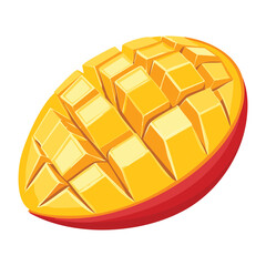 Ripe Mango Half Sliced for Serving - Vector Illustration