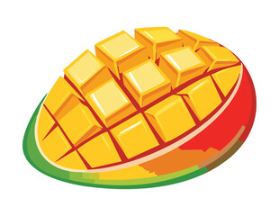 Fresh Ripe Mango Sliced for Serving - Vector Illustration