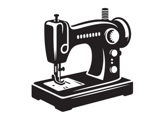 sewing machine logo silhouette vector, sewing machine silhouette vector illustration, vintage sewing machine silhouettes design, tailor sewing machine logo vector silhouette on white background