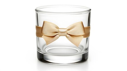 Elegant Glass with Beige Ribbon Bow Gift Decoration