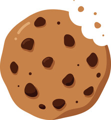 Bitten chocolate chip cookie isolated on white