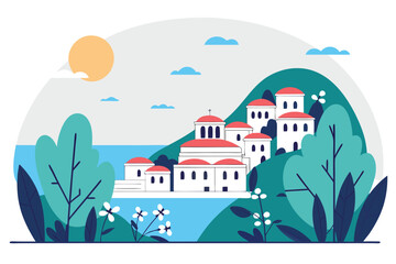 landscape with houses