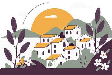 autumn landscape with houses