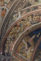 Detail of fresco of the Assumption of the Virgin on the arch in front of the apse of the Baptistery...