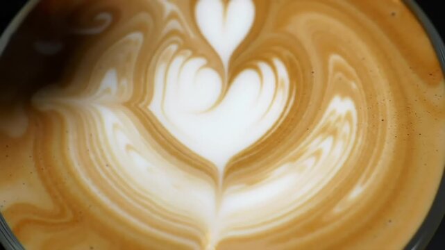 Latte art pouring, cafe, close-up, menu