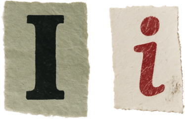 Uppercase and Lowercase "I" on Torn Vintage Paper with Bold Typography