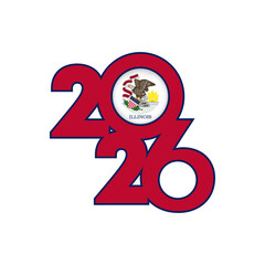 2026 banner with Illinois flag inside.