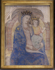 A fresco of the Madonna and Child from the Cathedral of San Zeno, Pistoia, Italy, artist unknown,...