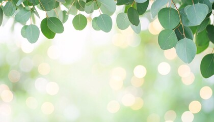 Soft eucalyptus leaves with bokeh lights background