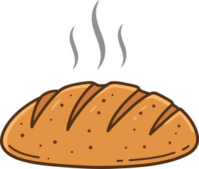 Freshly baked artisan bread loaf with steam