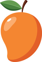 Vibrant orange mango fruit with green leaf